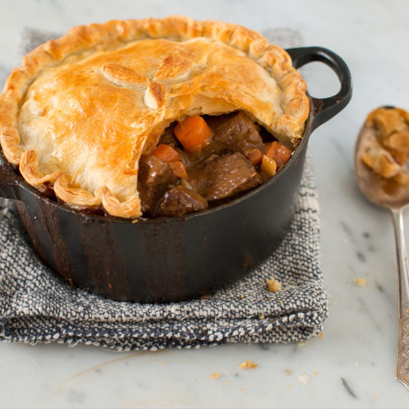 Steak and beer pie with home-made pastry
