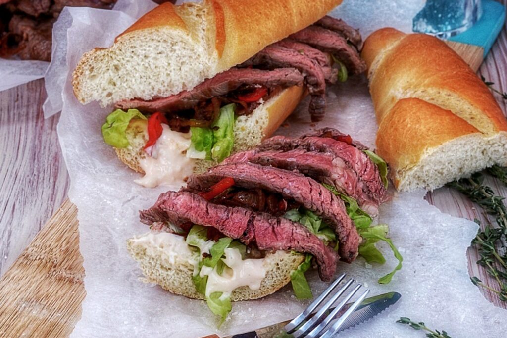 Rib-eye steak sandwich